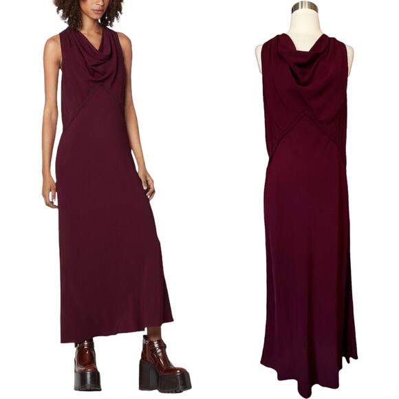 MARC JACOBS Halter Cowl Neck Dress Maxi Sleeveless Shift Wine Burgundy 6 NWT - Picture 1 of 12